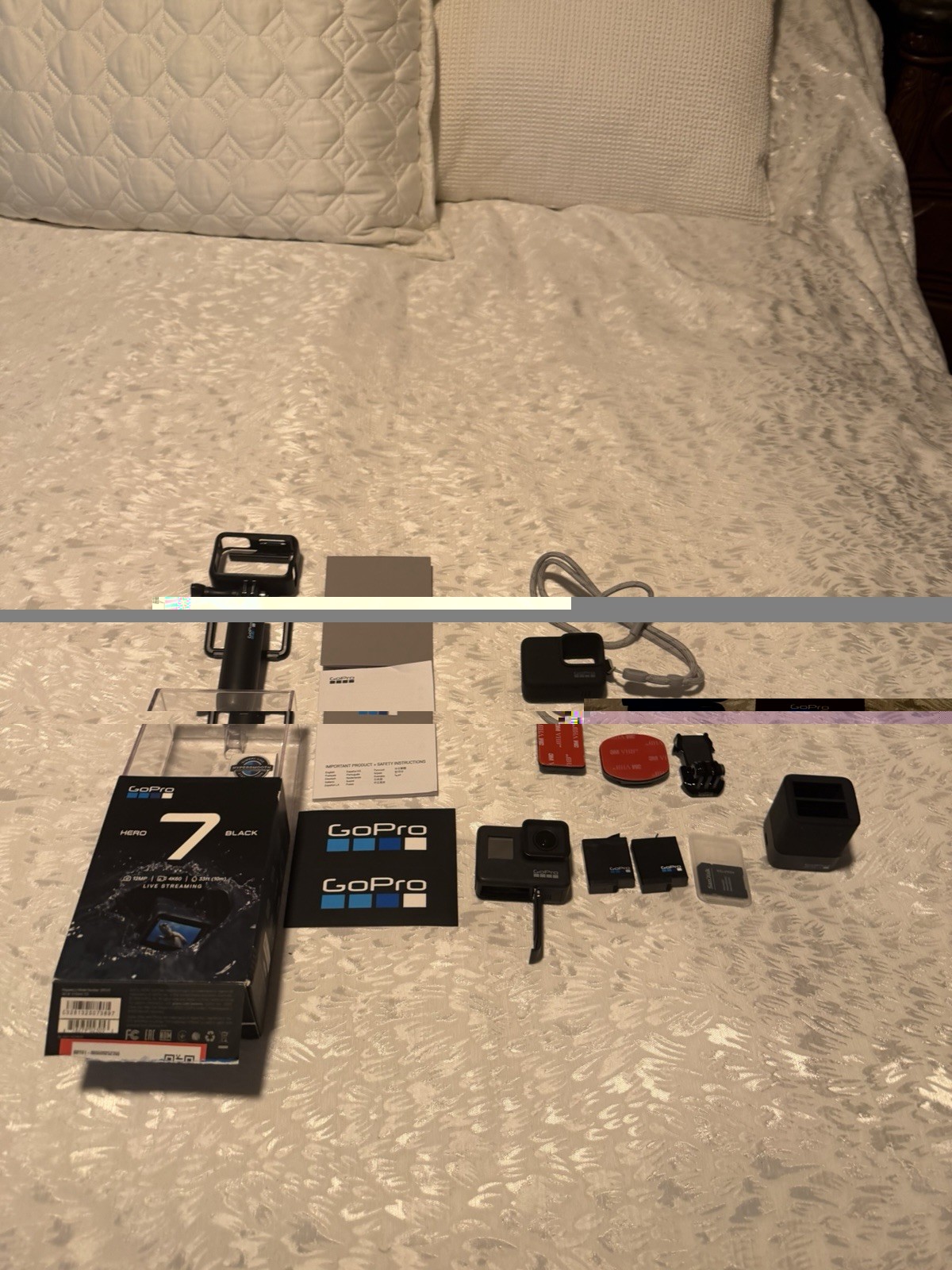 GoPro HERO7 Black Camera Bundle w/ Batteries, Charger, Mounts & Case. Barely use