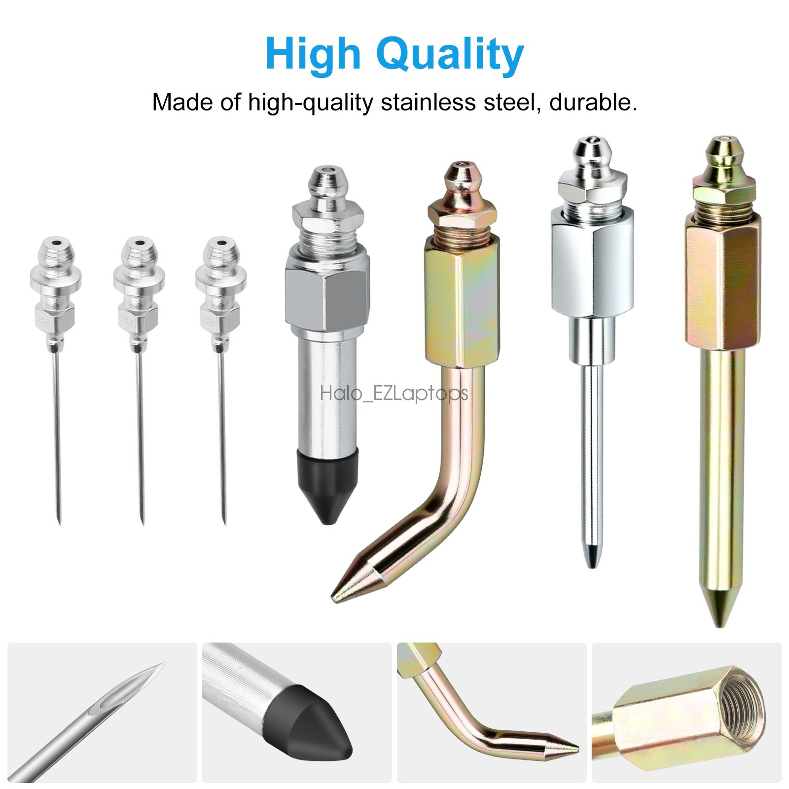 7pcs Grease Gun Accessory Kit Needle Tips Elbow Adapter Dispenser Rubber Nozzle