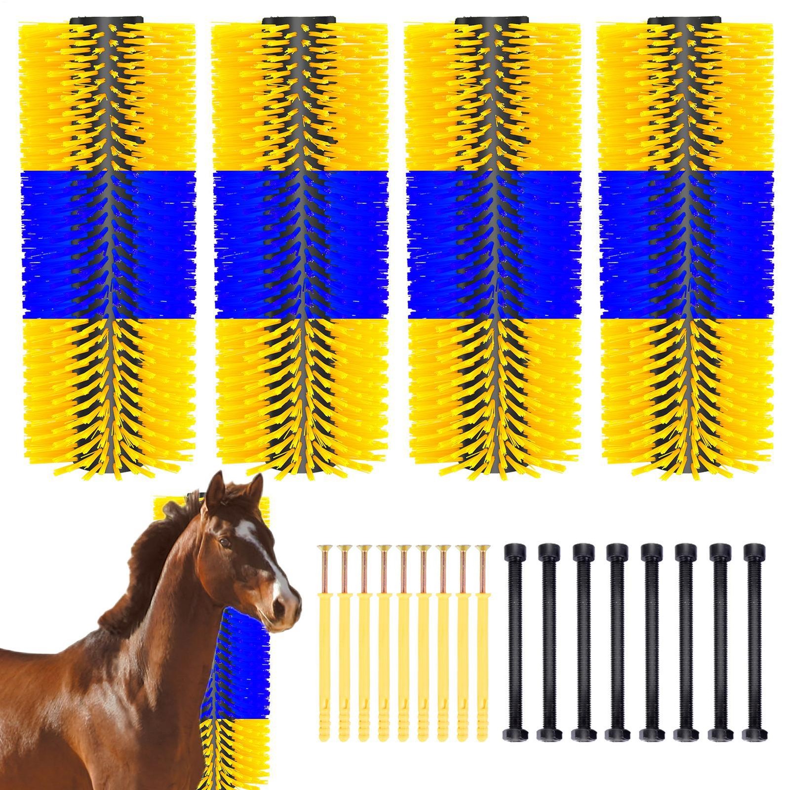 Livestock Scratch Brush Equine Bovine Massage Cow Horse Brush 4 PCS 20inch