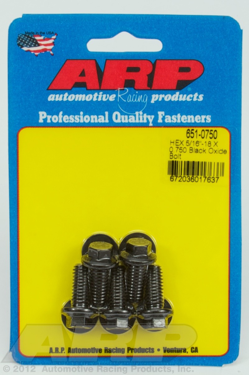 ARP 651-0750 Black 5/16-18 X 0.750 hex black oxide bolts