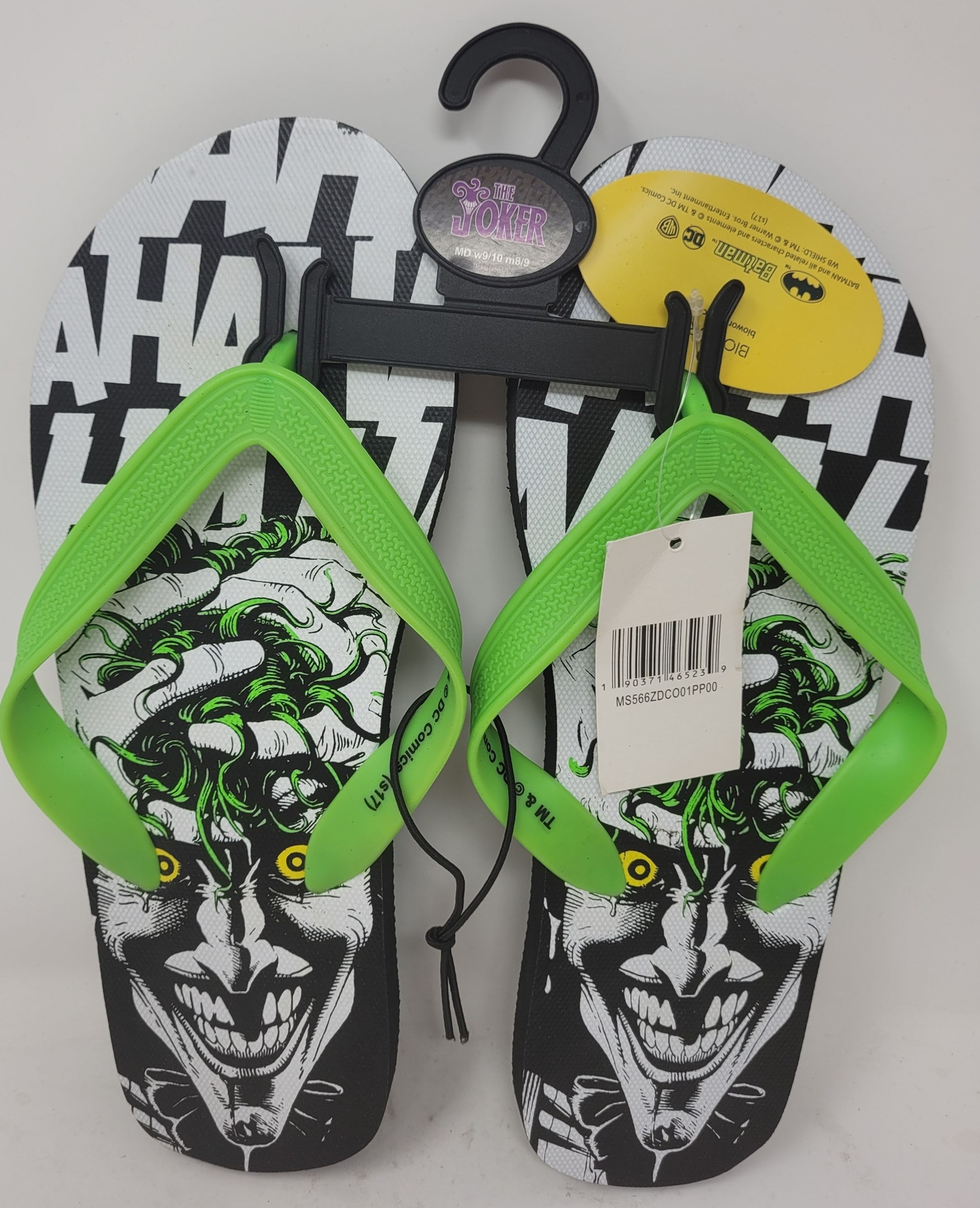 DC Comics The Joker Unisex Flip Flops, Size Medium, NEW by Bioworld