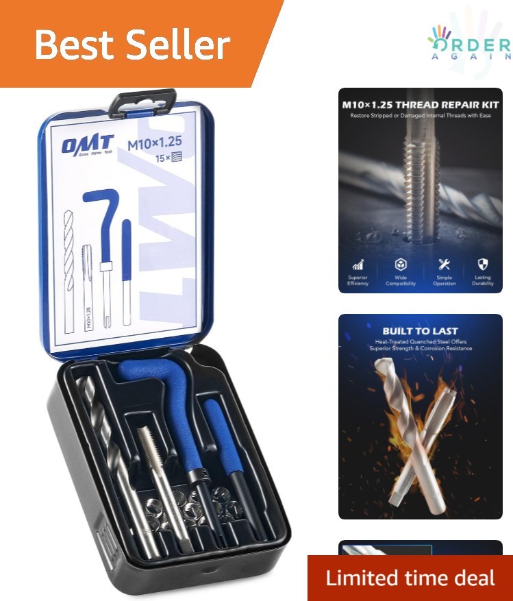 Helicoil Thread Repair Kit M10x1.25 with Drill Bit & Inserts for Rethreading