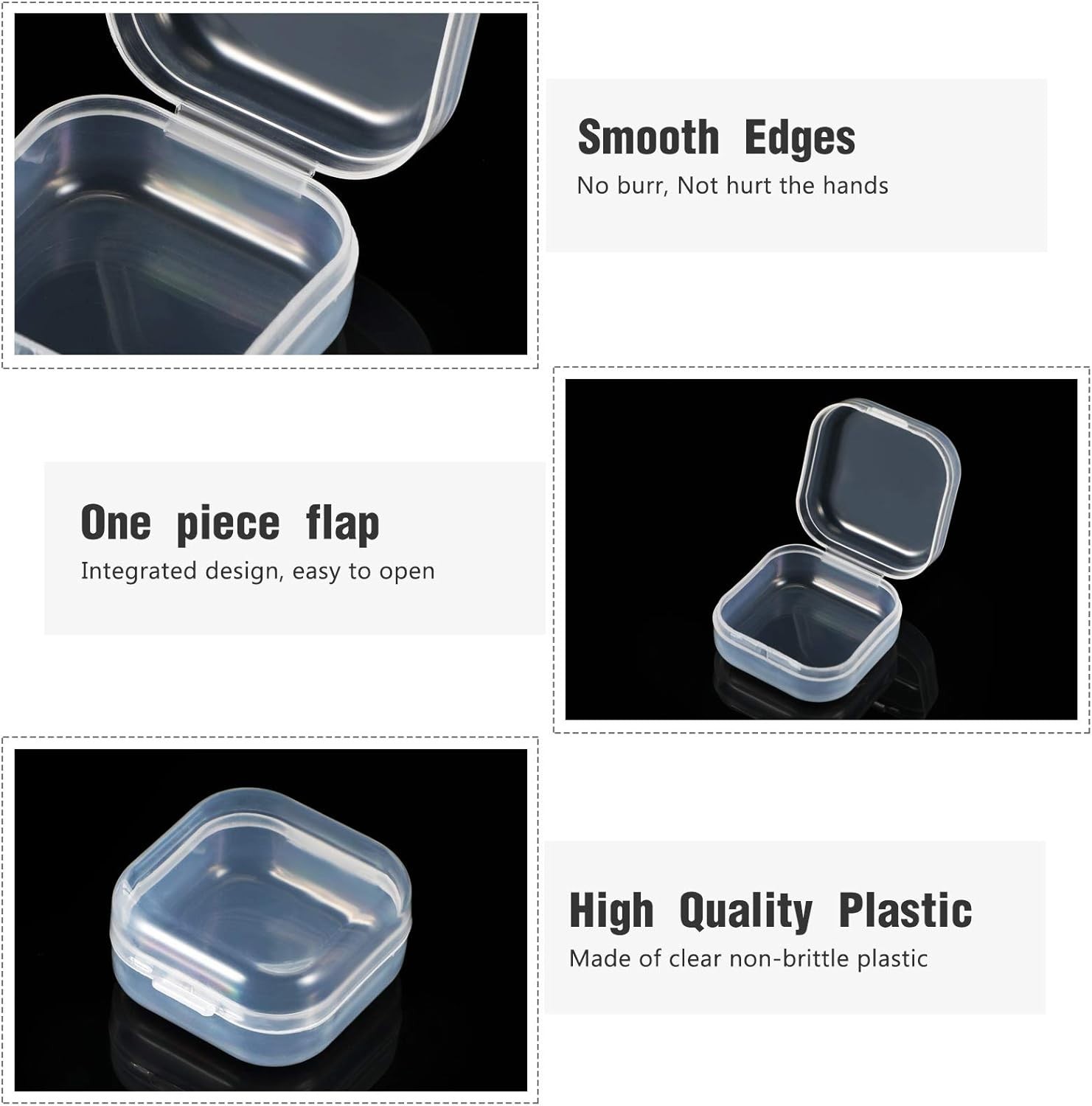 36 Pieces Rectangle Clear Plastic Containers Transparent Beads Storage Container