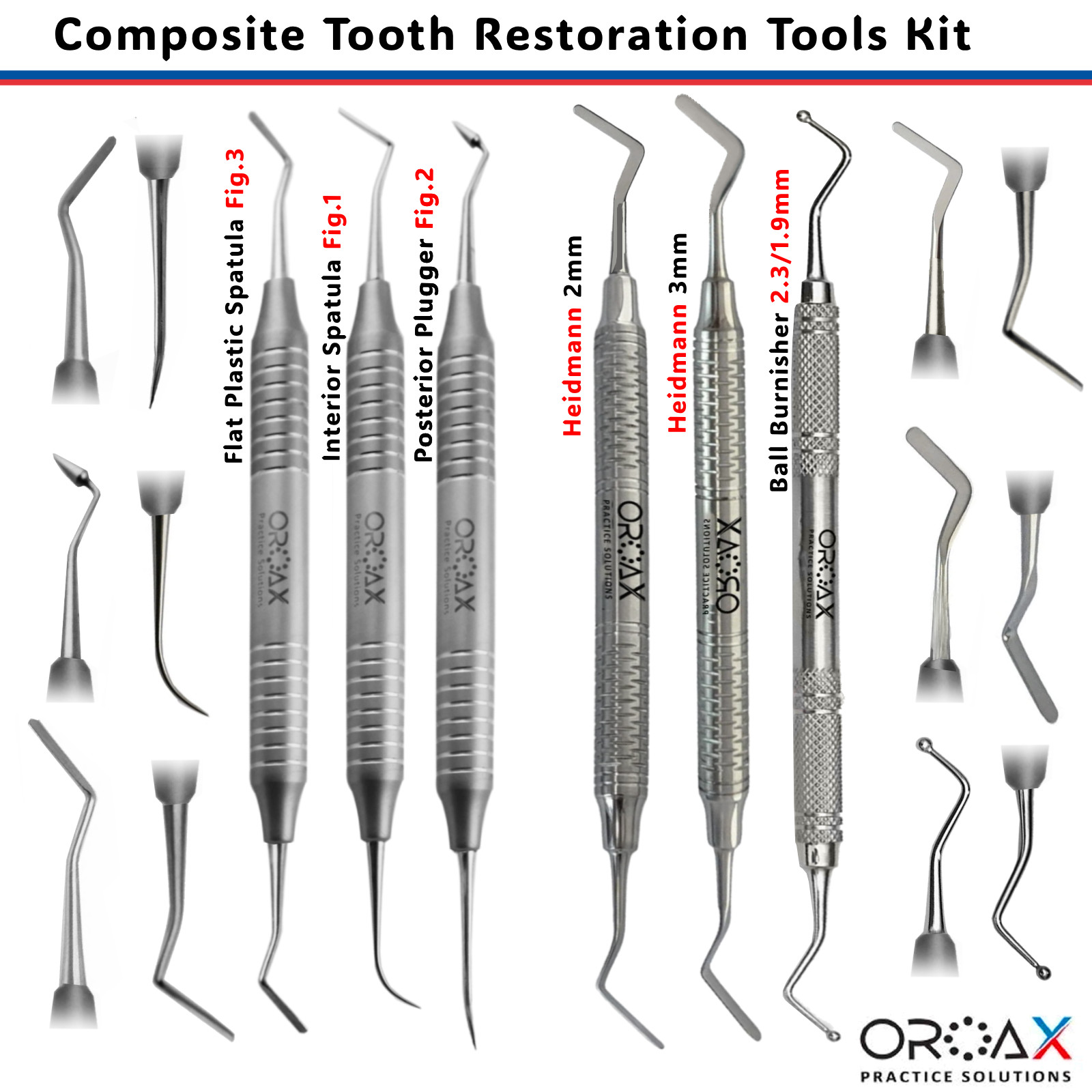 OROAX Instrumental Set Para Resina: Espátulas De Modelado, Pluggers Y Excavadore