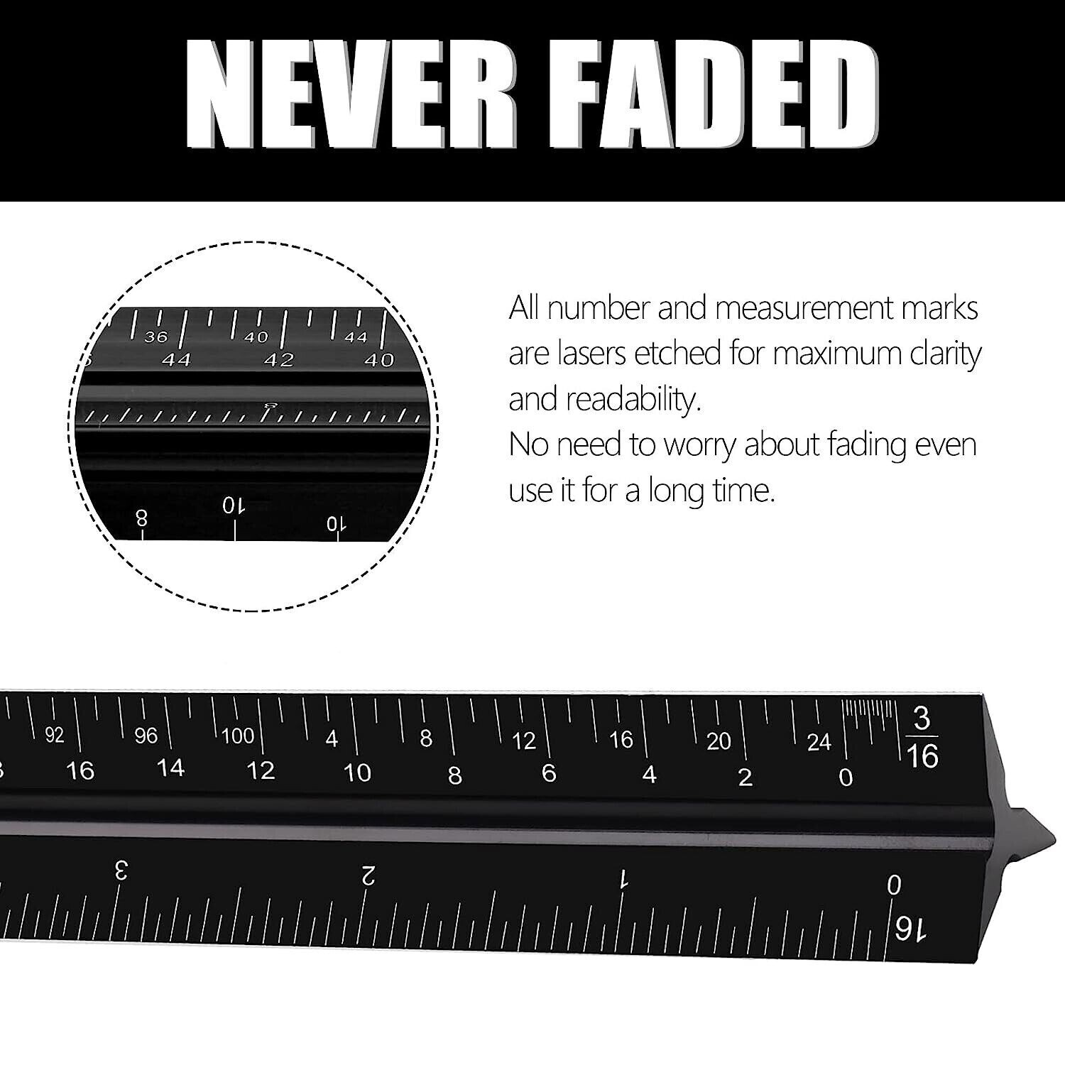 New Architectural Scale Ruler 12" Aluminum Architect Triangular For Students USA