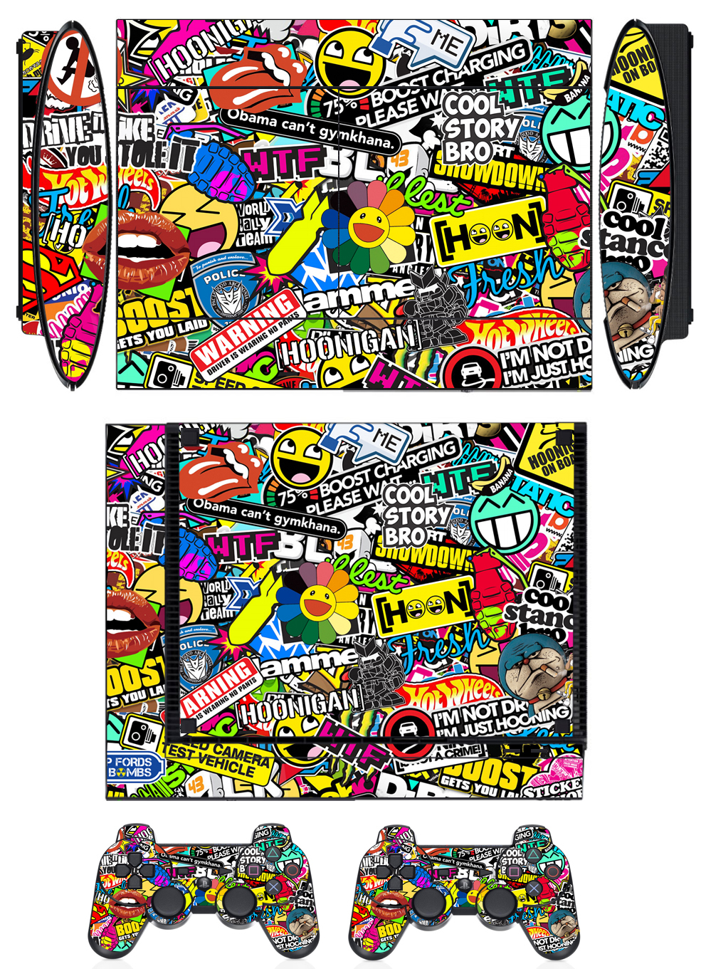 Skin Sticker for PS3 PlayStation 3 Super Slim & 2 controller skins Bombing N262Q