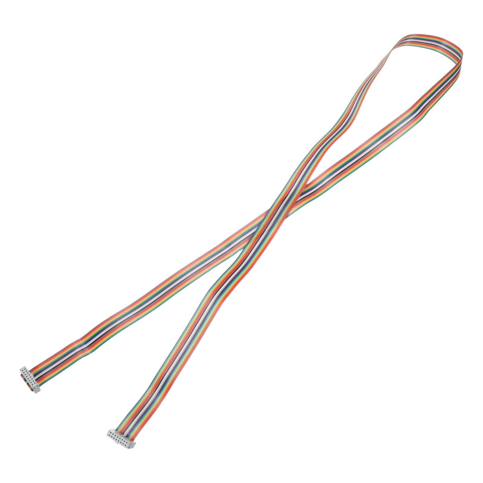 3.3ft IDC Rainbow Wire Flat Ribbon Cable 2.54mm 16-Pin FC Dual Female Gray