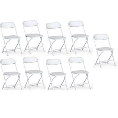9 Pcs Plastic Folding Chairs Stackable Wedding Party Camping Dining Seats Home