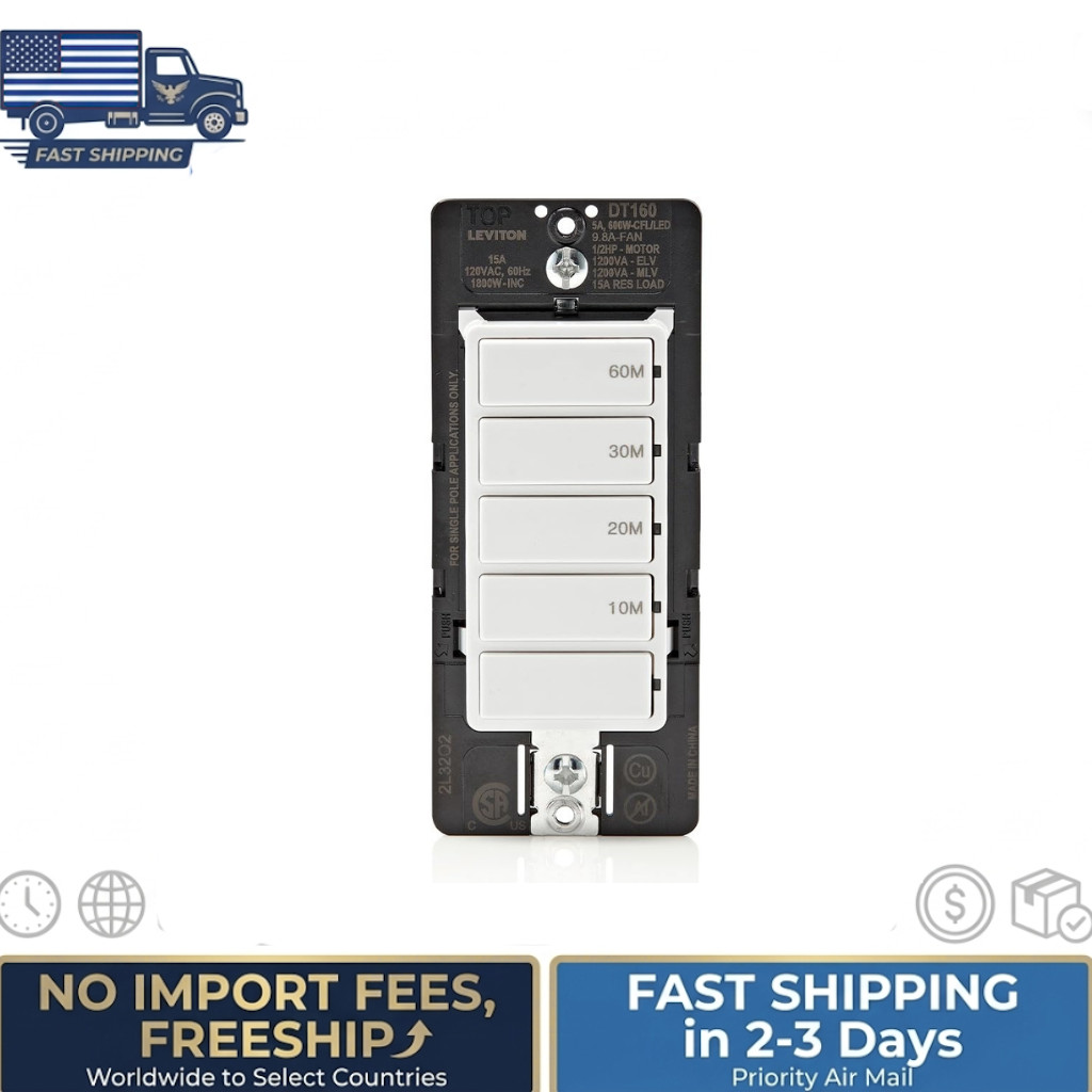 Leviton Decora 15A 60-Minute Indoor In-Wall Countdown Timer Switch 1/2 HP/9.8A F