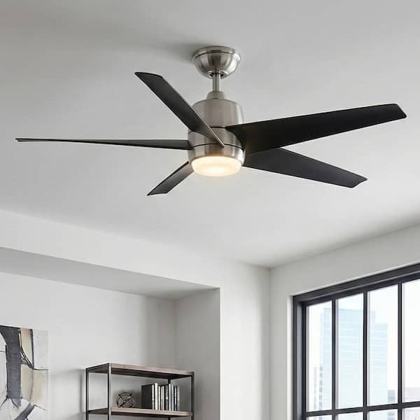 Hampton Bay Mena 54in LED Ceiling Fan Brushed Nickel Remote Color Changing