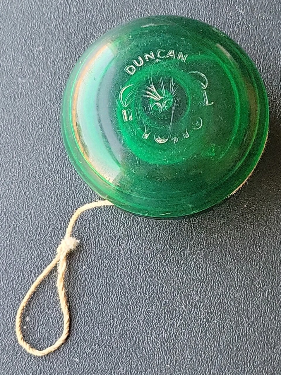 Vintage 70s Duncan Imperial Yoyo Green Original Made in USA With String