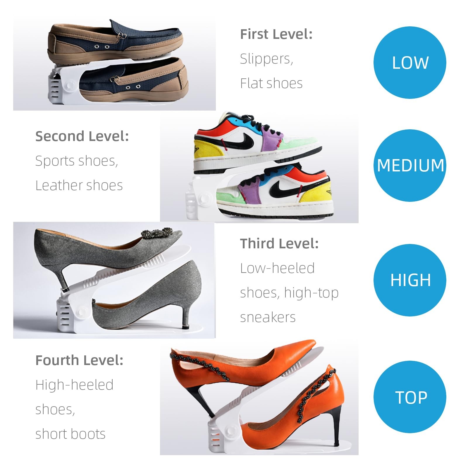 Shoe Slots Organizer, 12PCS Adjustable Double Layer Stack Shoe Rack, 50% Spac...