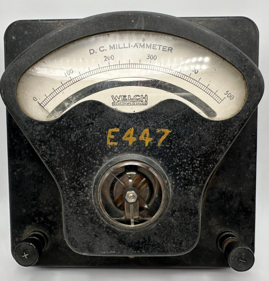 Vintage Steampunk Welch D.C. Milli-Ammeter Scientific 0-500
