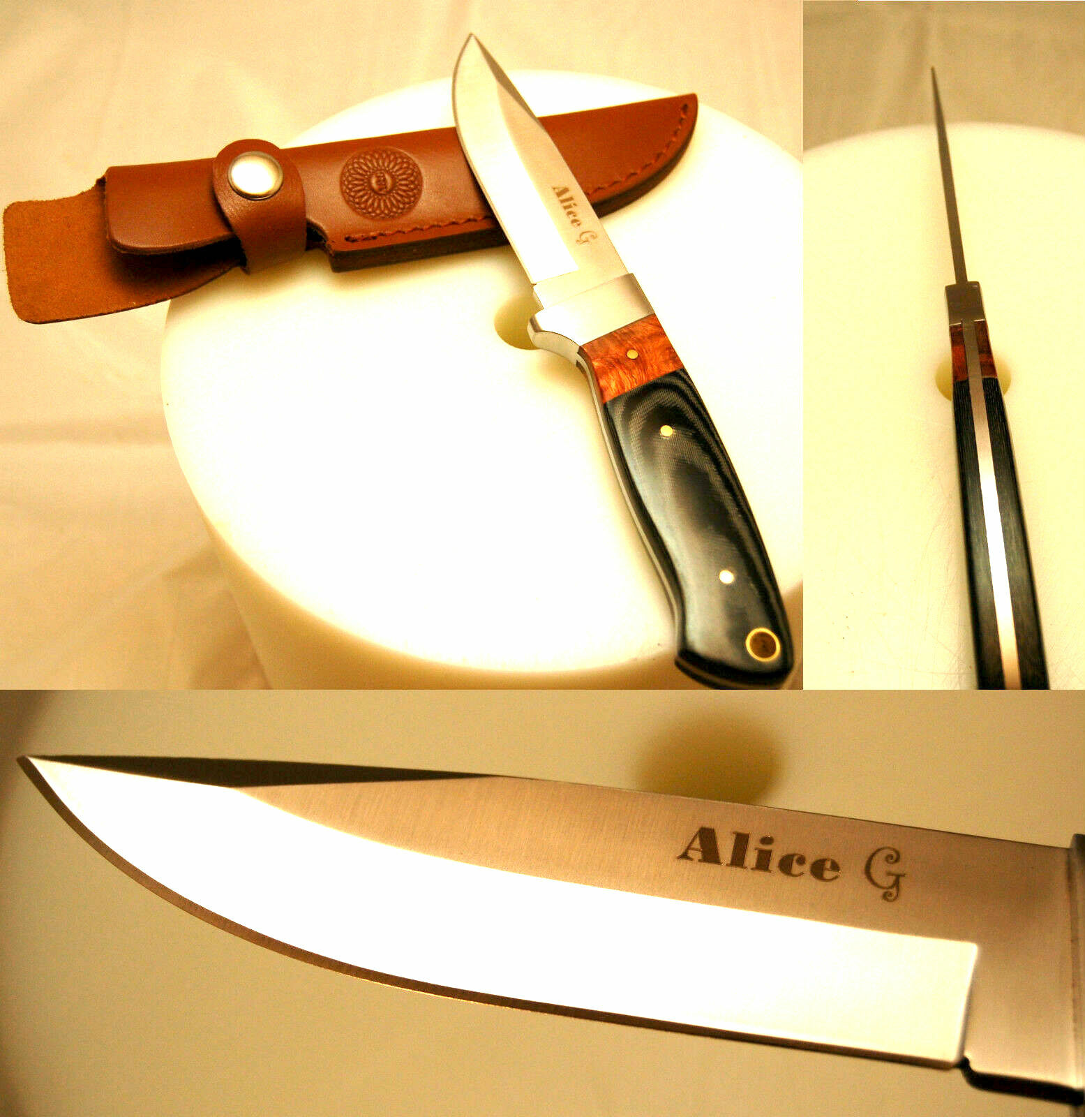 Alice G Custom Made Full Tang O1 Steel Fixed Blade Knife with Leather Shealth