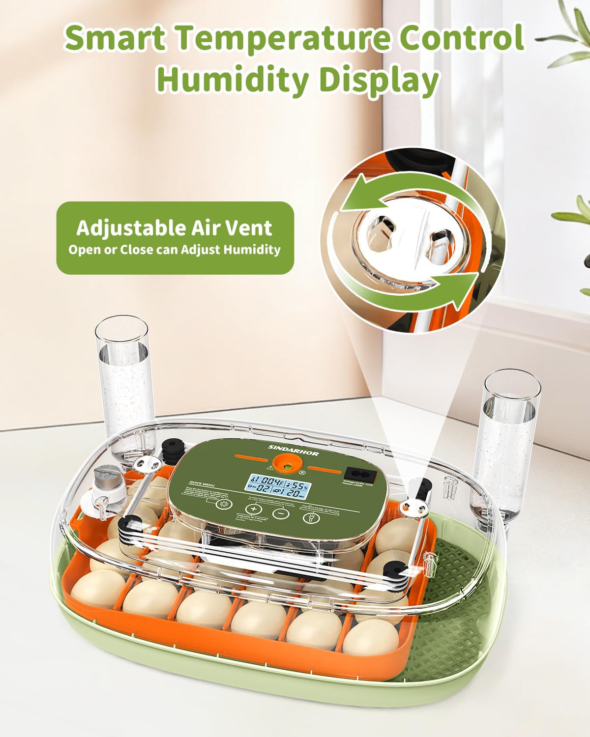 Egg Incubator for 24 Chicken Eggs with Automatic Turner, Digital Temperature Con