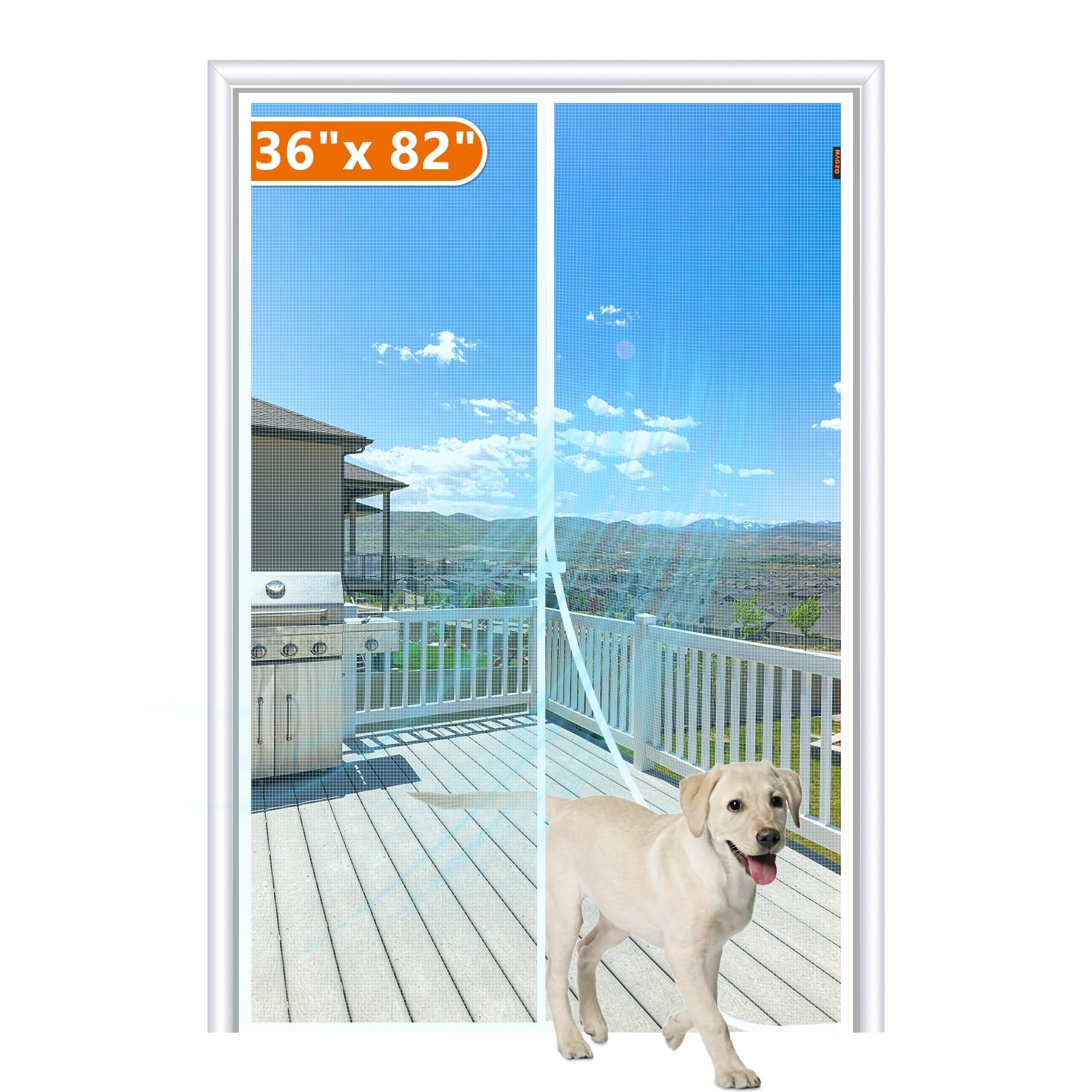 Magnetic Screen Door Fit Door Size 36 x 82 Inch, Screen Size 38" x 83" Strong...