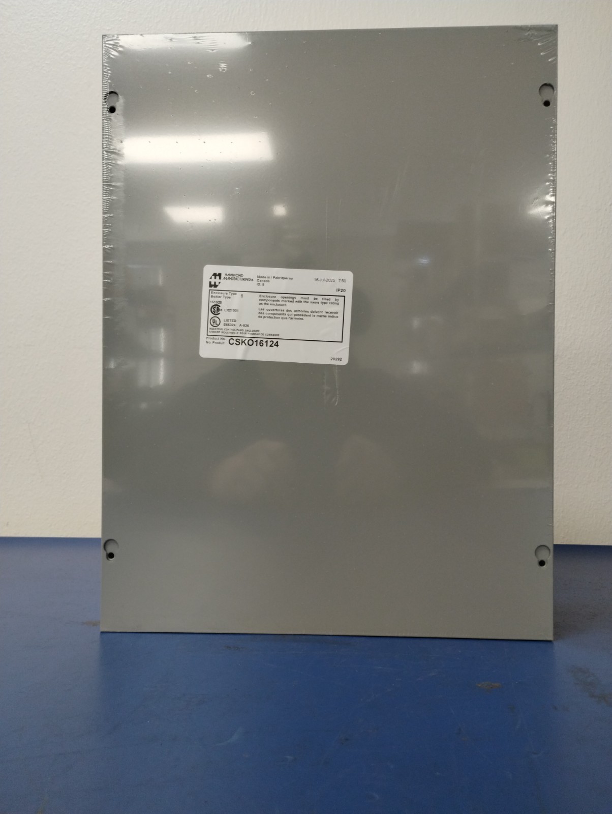 HAMMOND CSKO16124 Junction Box N1 Screw Cover w/KO's - 16 x 12 x 4 - Steel/Gray