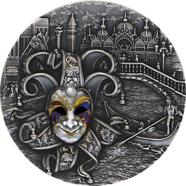 2022 Niue Venetian Mask II 2 oz Antique finish Silver Coin