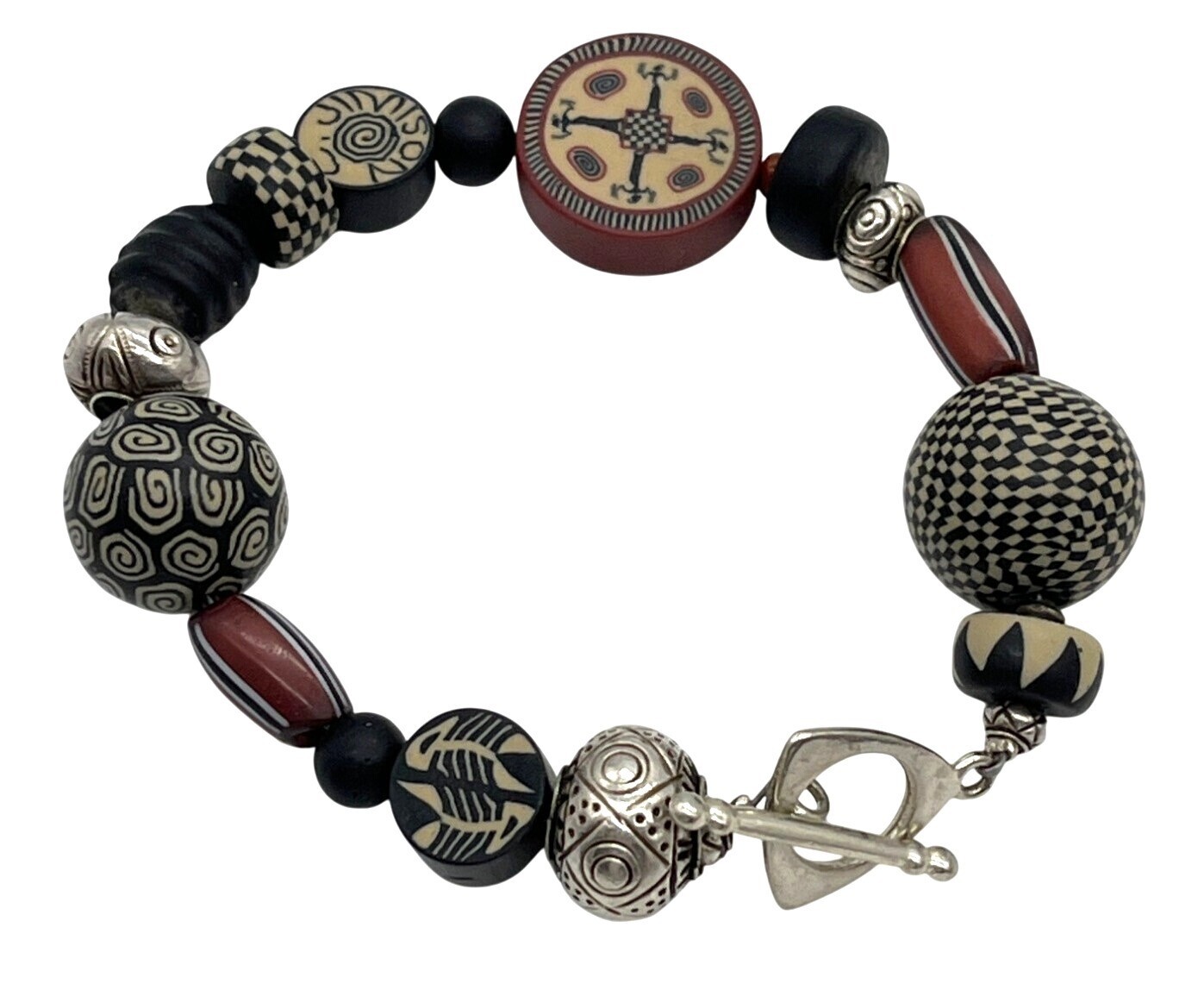 Handmade Tribal Inspired Beaded Bracelet With Toggle Clasp