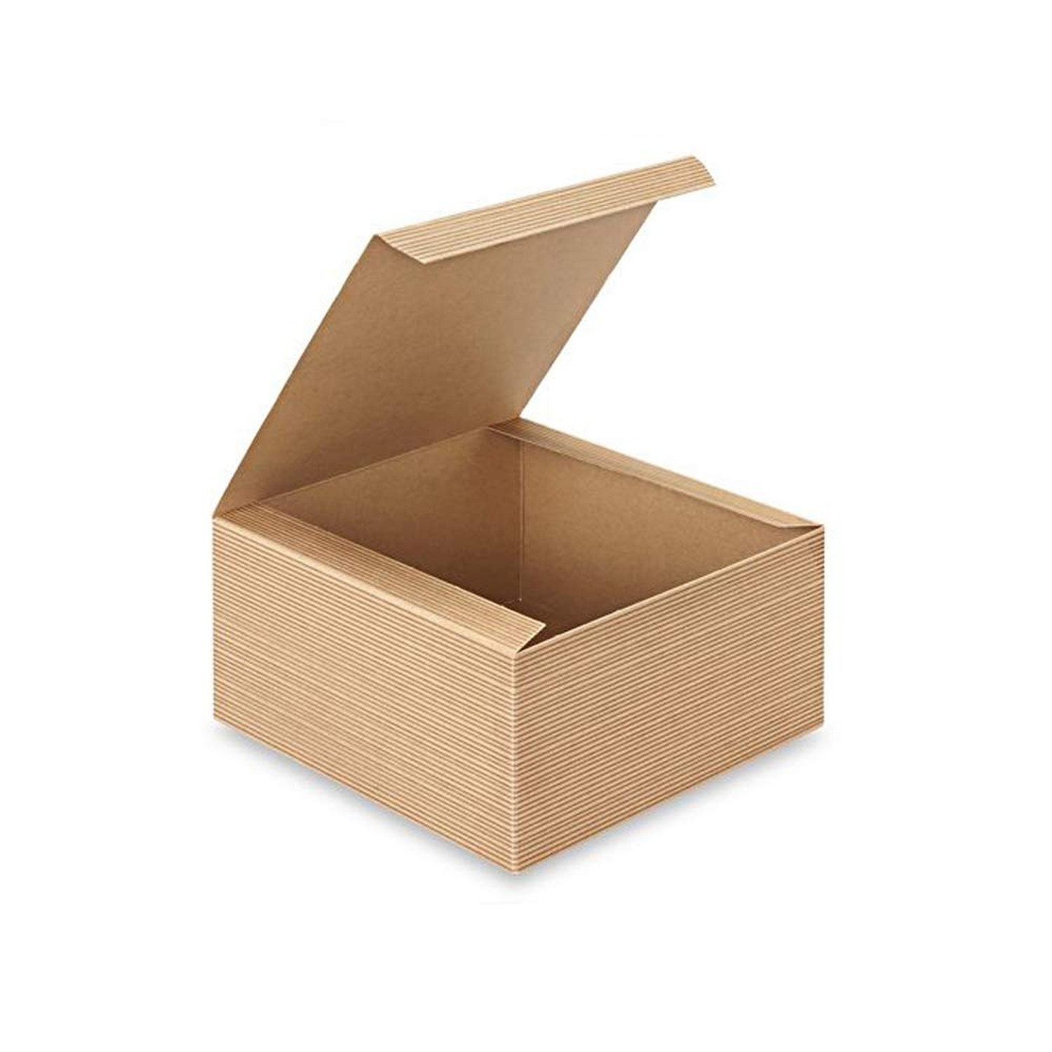 Awe Package 12 Count of Pinstripe Kraft Gift Box - 4x4x2" One Dozen(12)