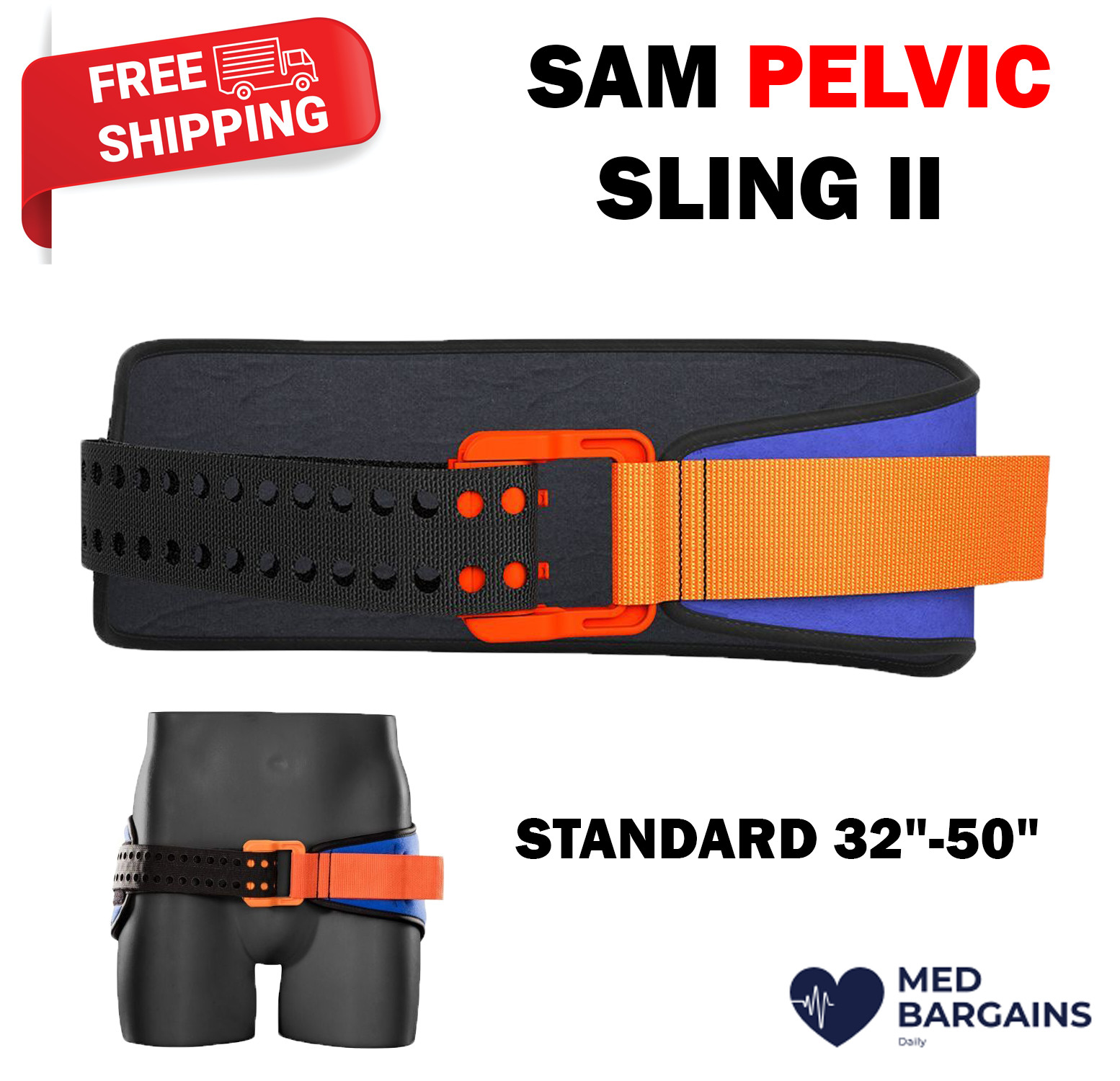 SAM Pelvic Sling II PS301-OB-EN Orange/Blue - Standard 32-50"
