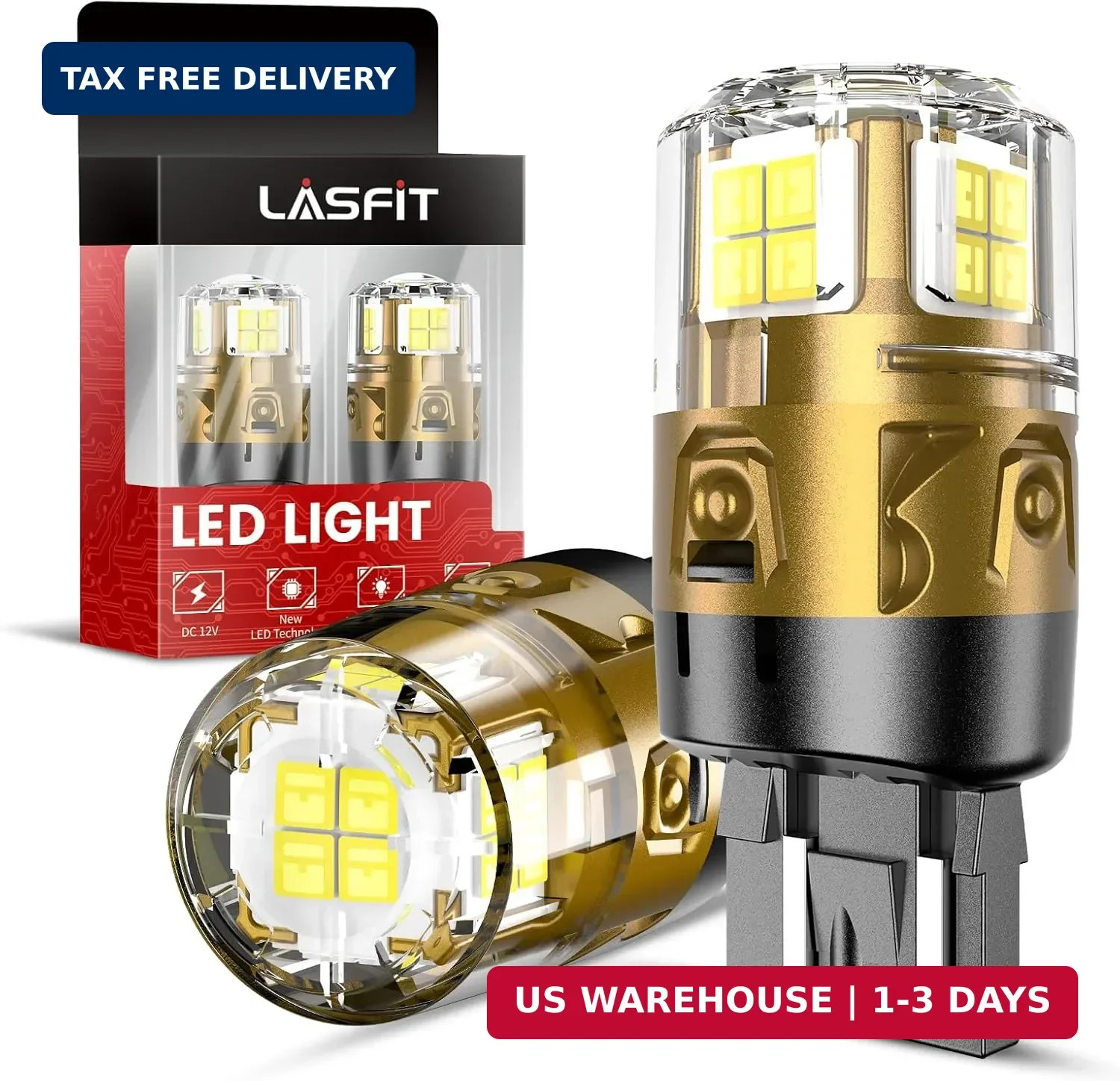 LASFIT 7443 7440 LED Bulbs Reverse Backup Light, 7444 7444na White T20 Daytime R