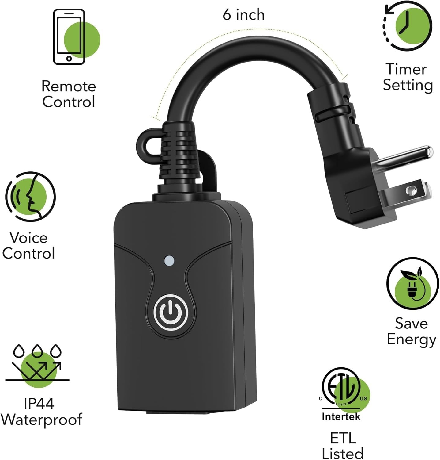 Weatherproof Smart WiFi Outlet with Remote Control for Alexa & Google Assistant