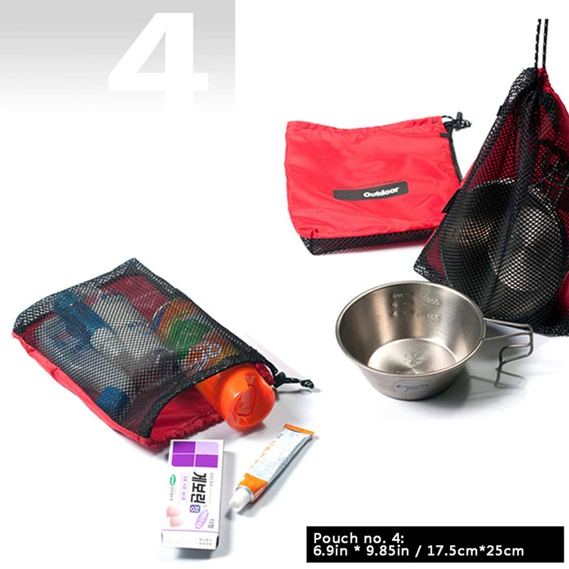 Drawstring Bags Nylon Cinch and Ditty Stuff Pouch Mesh-Stuff-Sack for Camping...