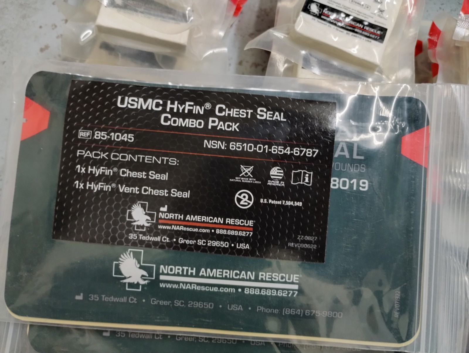 Usmc Hyfin Chest Seal Combo Pack North American Rescue NAR 85-1045  Lot Of 2