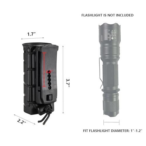 Tactical Flashlight Holder for Duty Belt, Rotatable Case fit 1"-1.2" Diameter