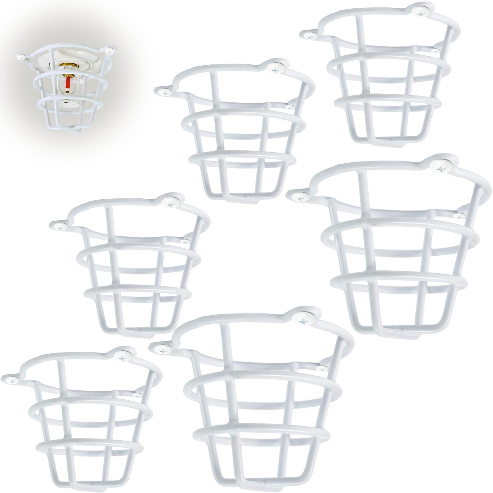 6 Pcs White Fire Sprinkler Head Guard Cage Protector for Both 1/2" & 3/4" Spr...