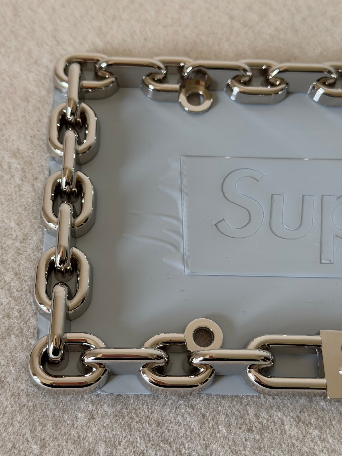 Supreme Chain License Plate Frame - Silver - NEW