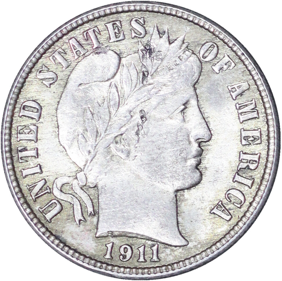 1911-S Barber Dime - Looks UNC Details Obverse Damaged
