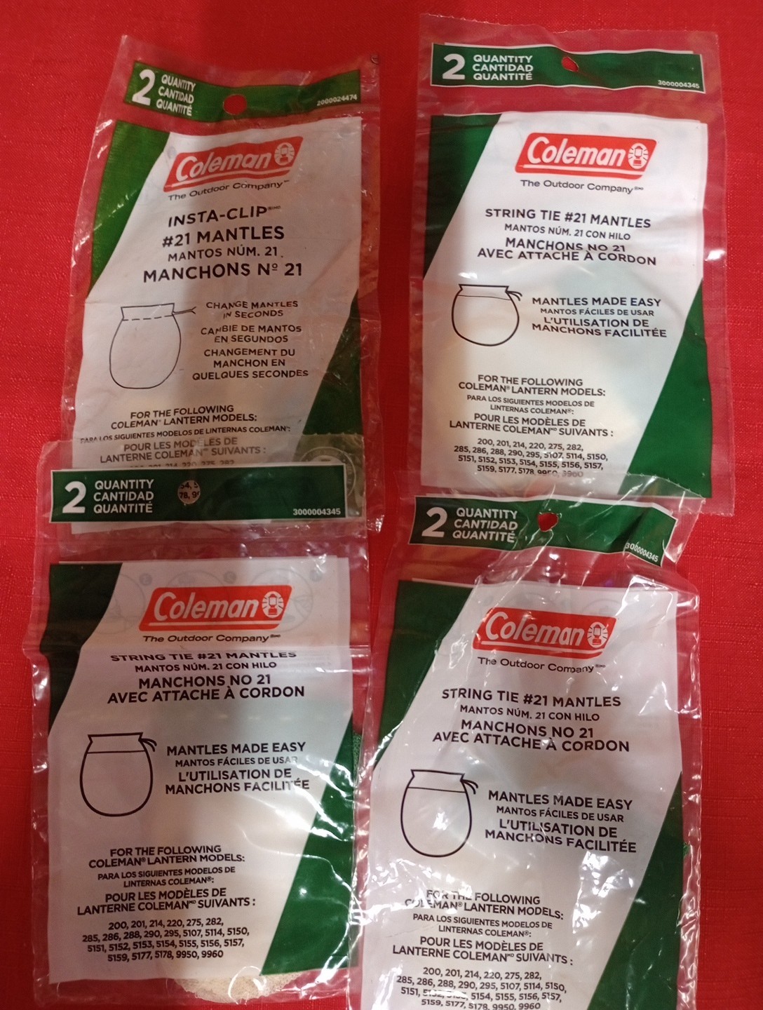 Lotion Of 4 Coleman Mantles String Tie #21