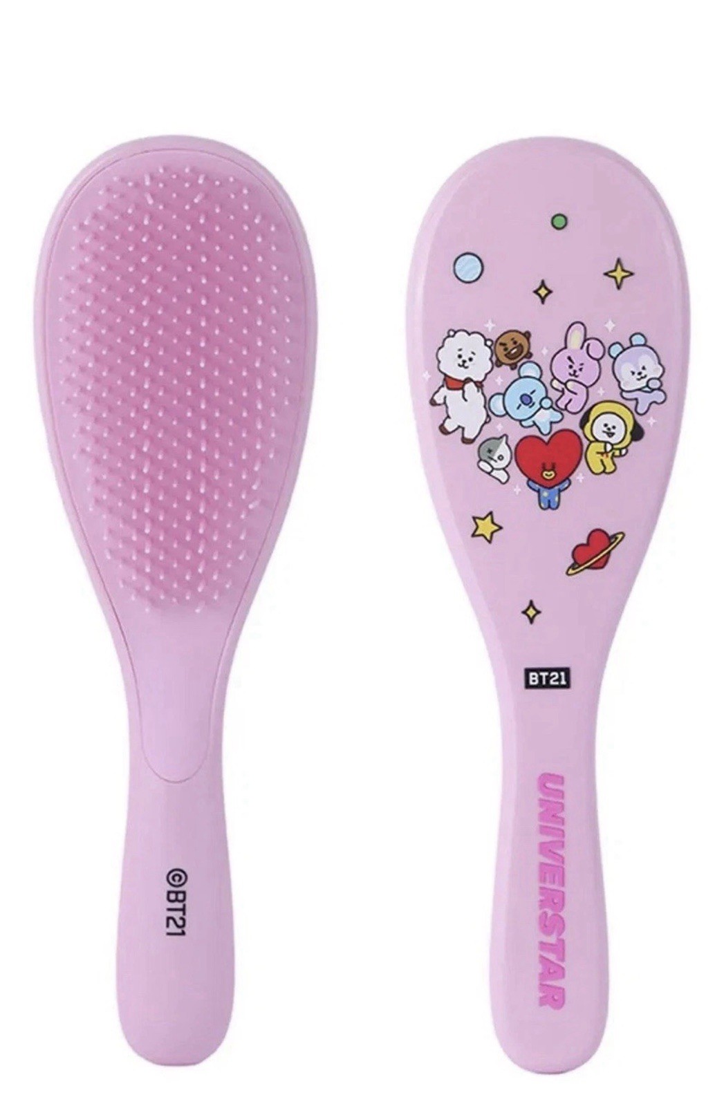 BT21 Detangling Hair Brush Pink ~ Koya RJ Shooky Mang Chimmy Tata Cooky NWT BTS