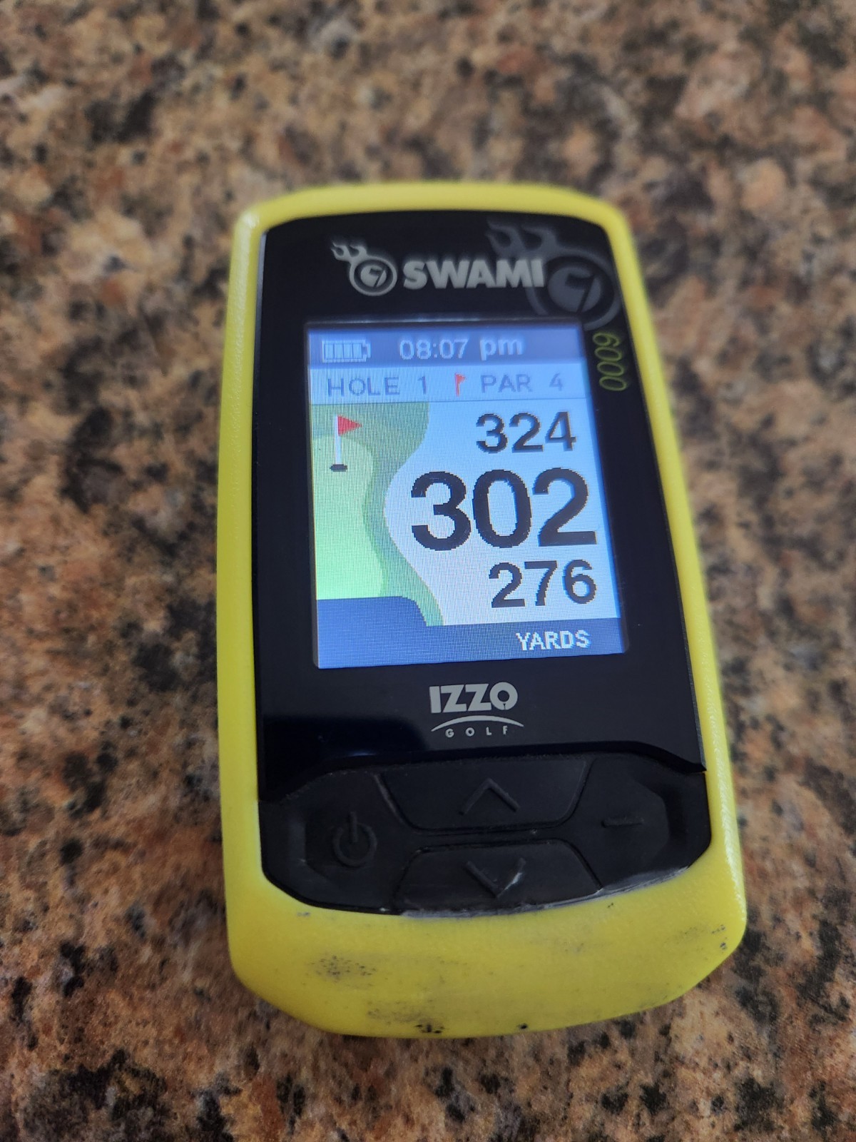 Izzo Swami 6000 Handheld Golf GPS Water-Resistant Color Display Yellow