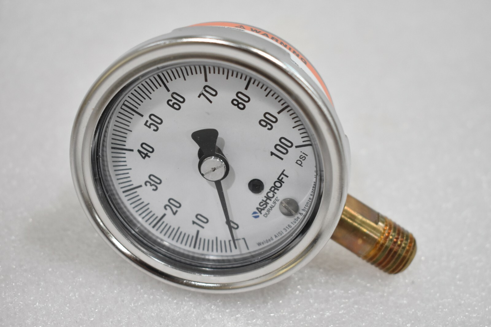 ASHCROFT 25-1009-AW-02L-100# INDUSTRIAL DURALIFE GAUGE 2.5" 0-100 PSI