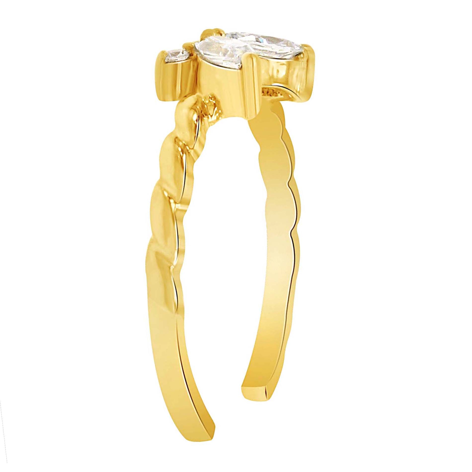Butterfly Adjustable Toe Ring Simulated Diamond 10K Yellow Gold