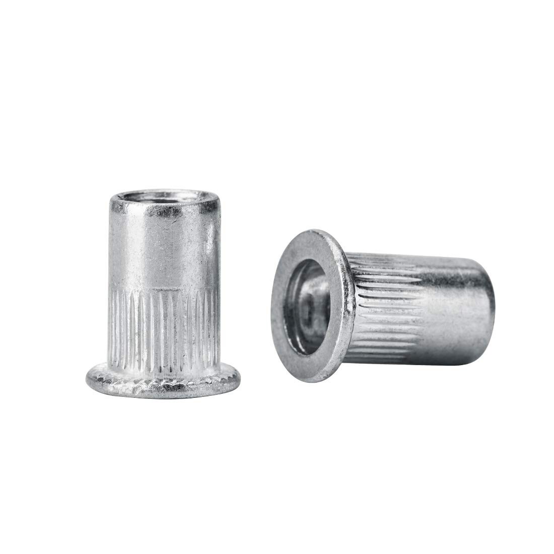 100 Pcs 1/4-20 Aluminum Flange Rivet Nuts, UNC Flat Head Threaded Insert Nut NEW