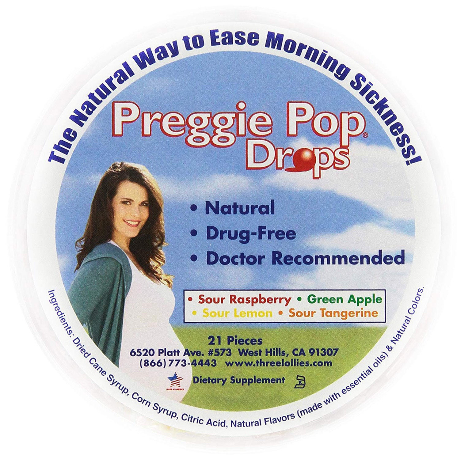 Preggie Pop Drops for Morning Sickness 21 Pieces Assorted Sour Flavors - 577503