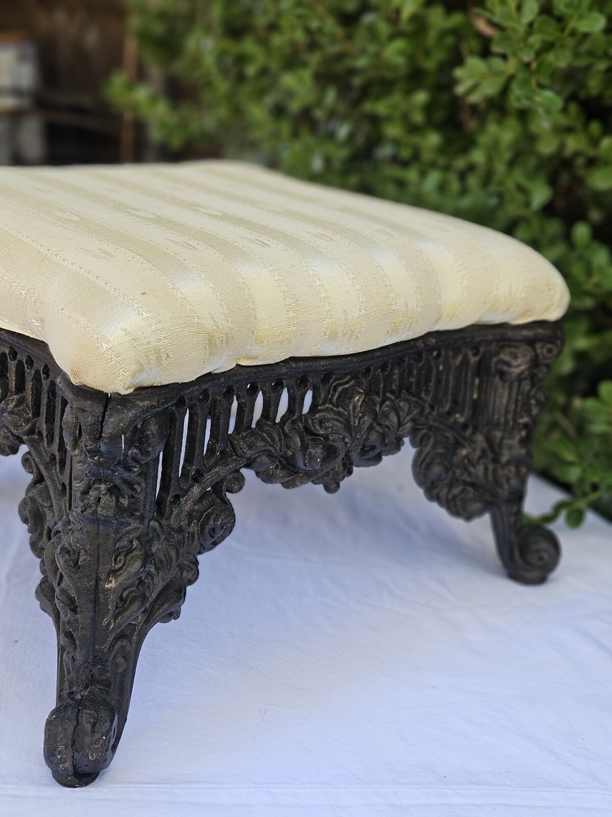 Victorian Style Cast Iron Footstool 14X14"
