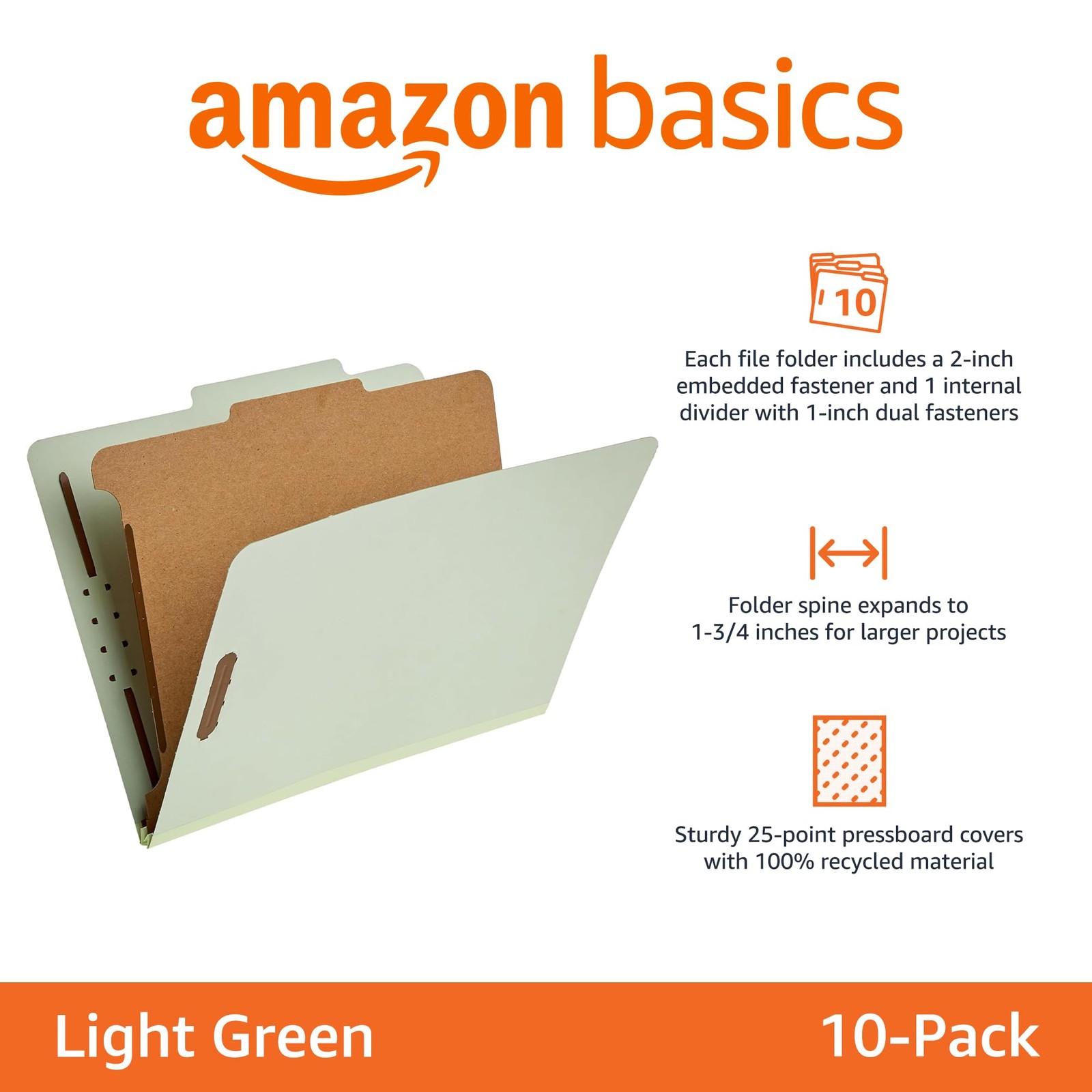 Amazon Basics Classification File 12.05 x 10.47 Inch (Letter), Light Green