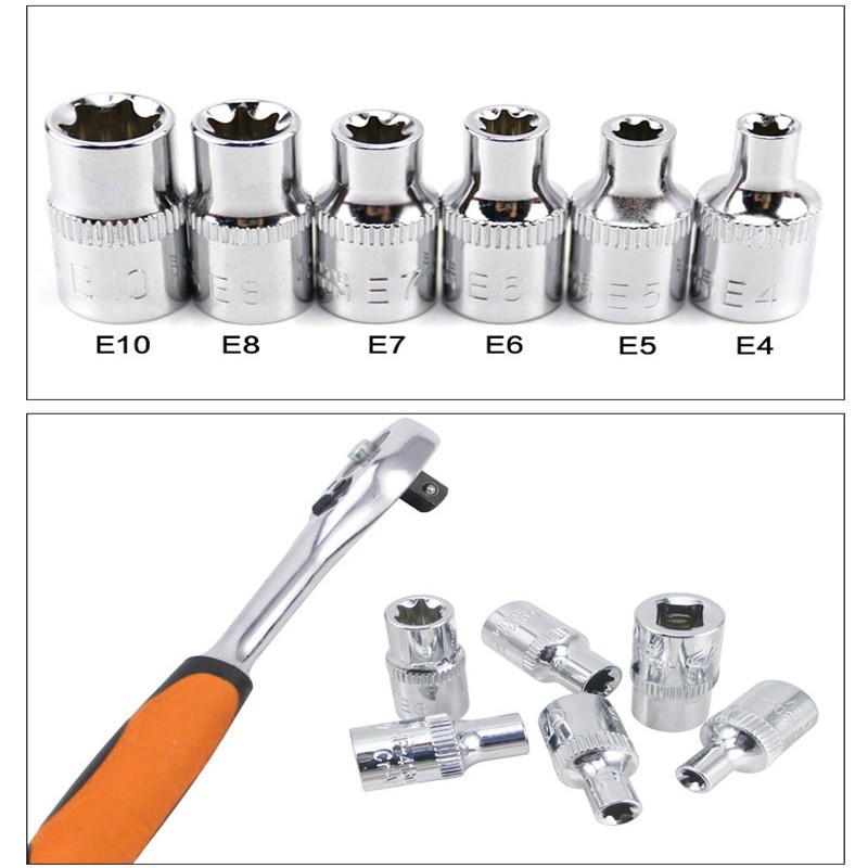 1/4 Inch Drive Sockets Wrenches Steel E4 E5 E6 E7 E8 E10 Supplies Equipment