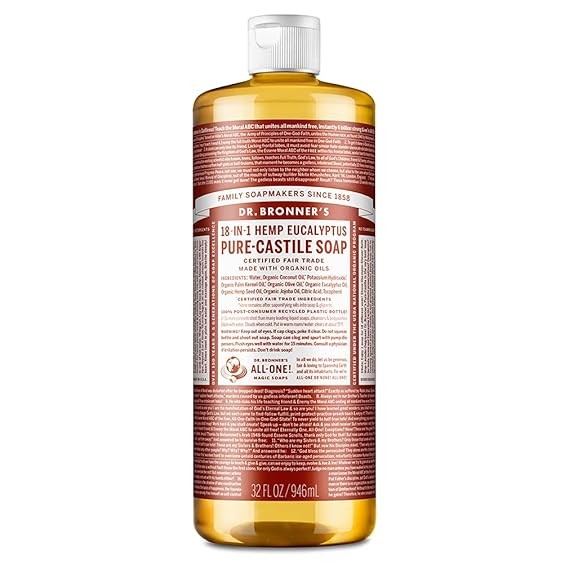 Dr. Bronner's Pure-Castile Organic Liquid Soap Hemp Eucalyptus 18-in-1  32 FL OZ
