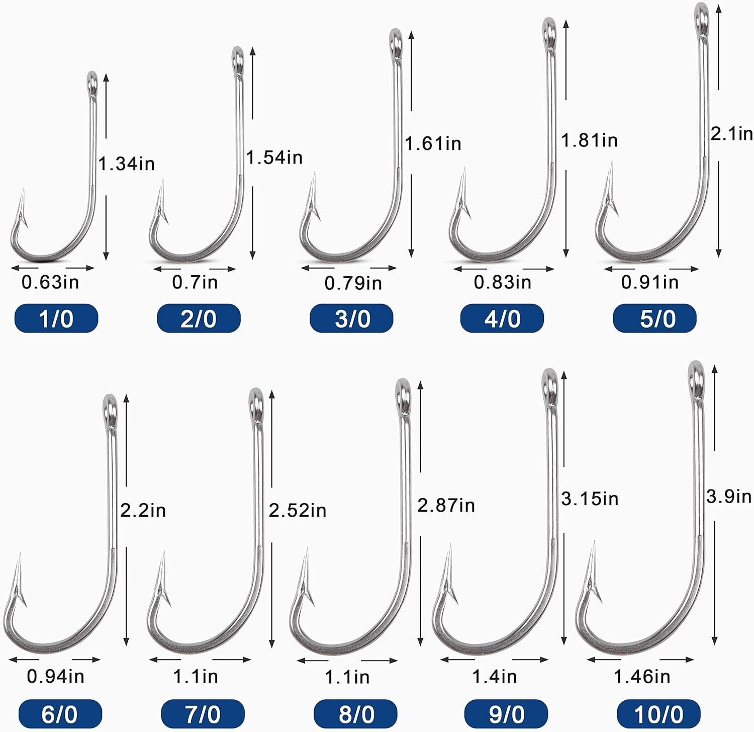 25 Stainless Hooks 34007SS O'Shaughnessy Tuna Mahi Ballyhoo Trolling Lure Pack