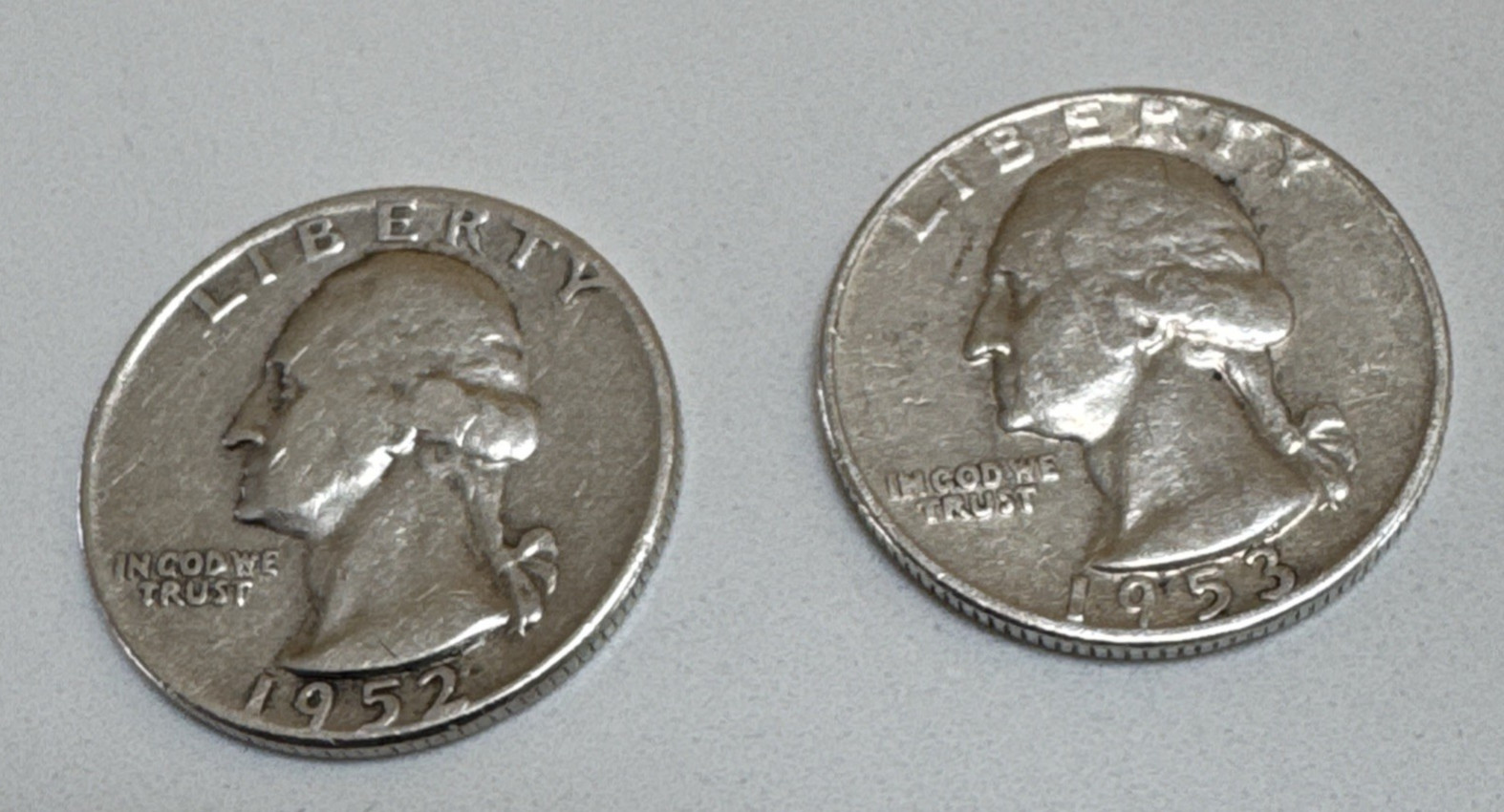 1952 & 1953 Washington Silver Quarters, Lot of 2