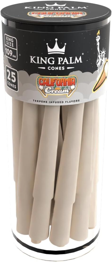 King Palm | King Size | California Cream | Prerolled Cones & Tips | 25 Count