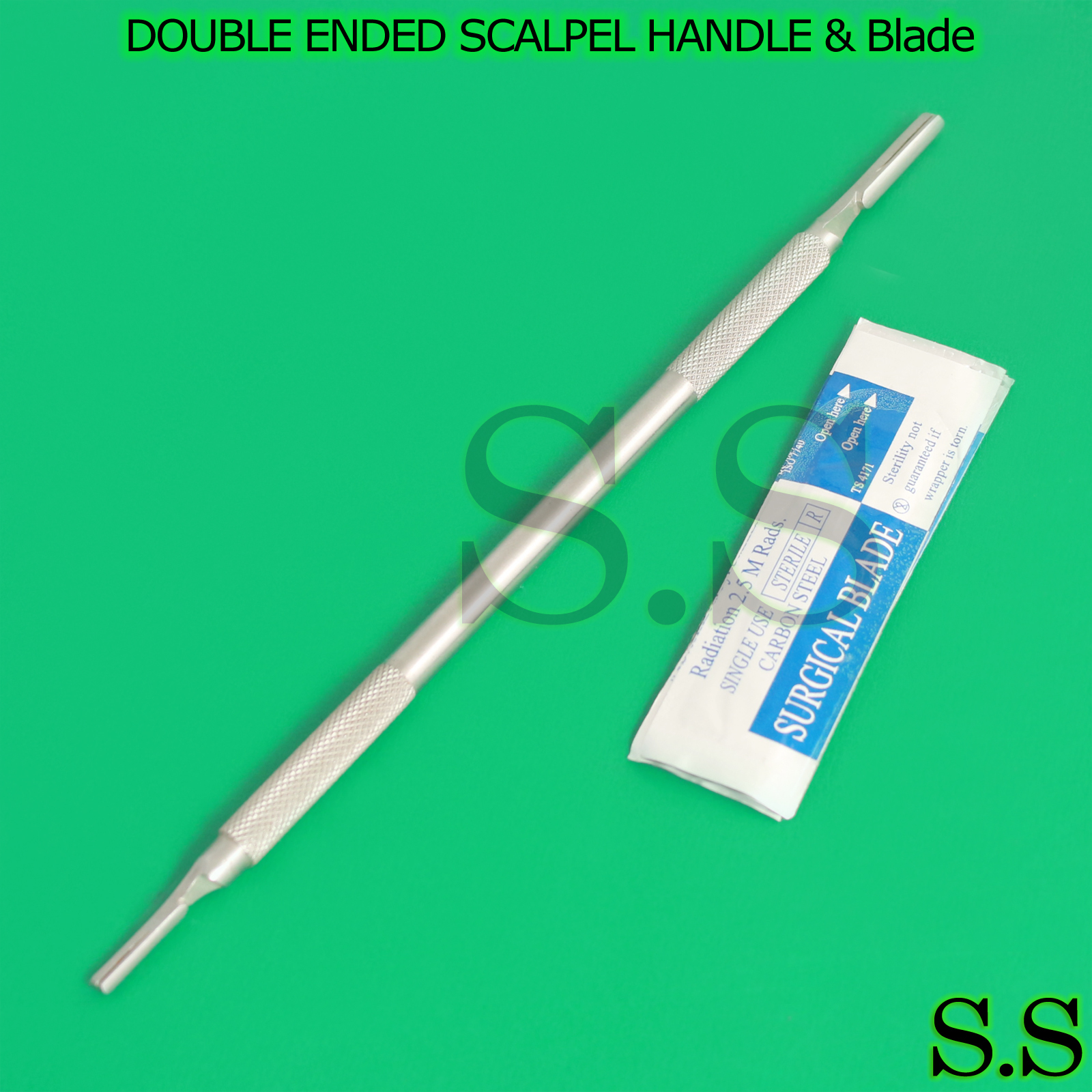 DOUBLE ENDED SCALPEL KNIFE HANDLE #3 #4+20 SURGICAL CARBON STEEL BLADES #12 #21