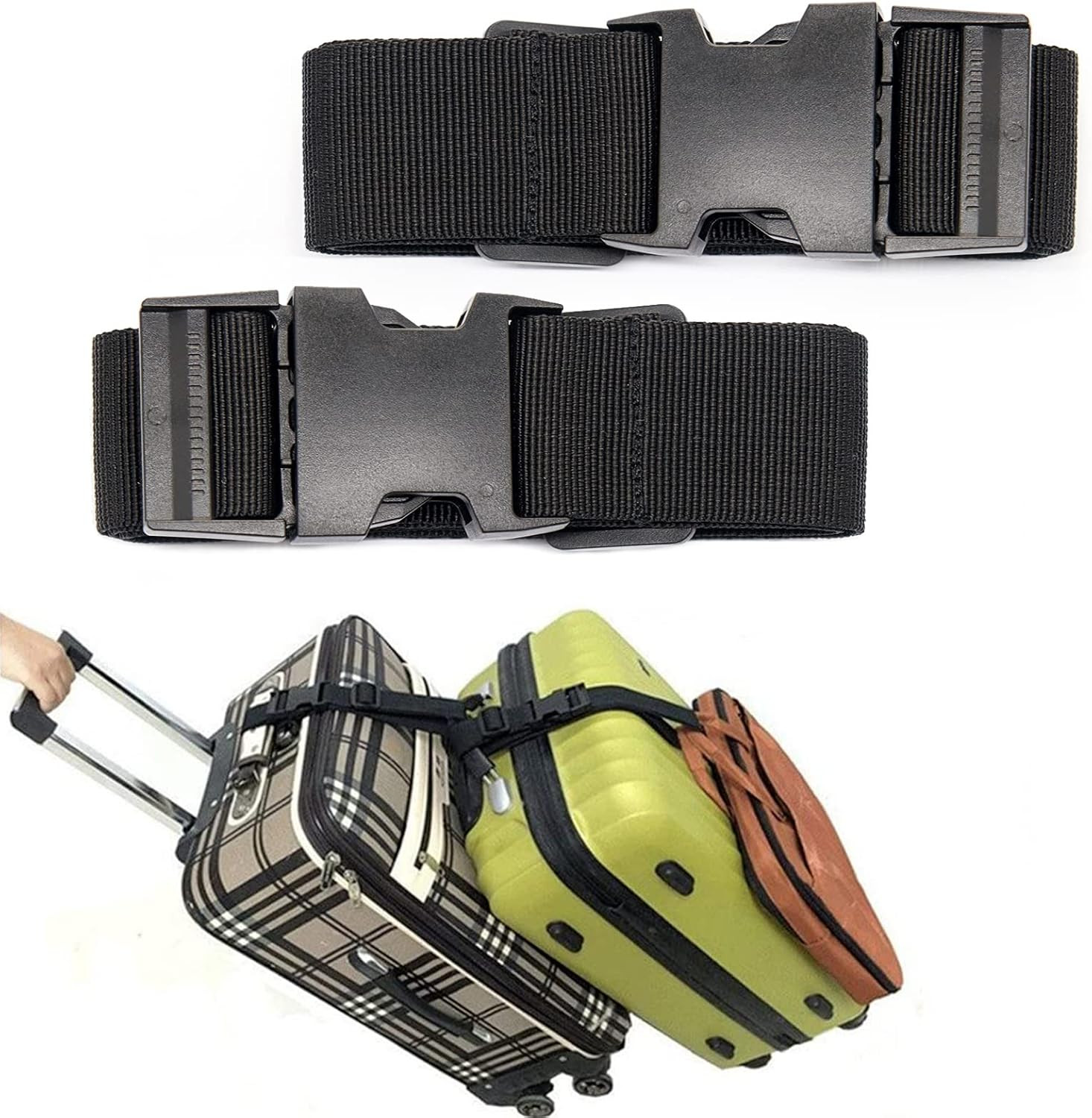 Luggage Straps for Suitcases TSA Approved, Travel Accessories to Connect Two Sui