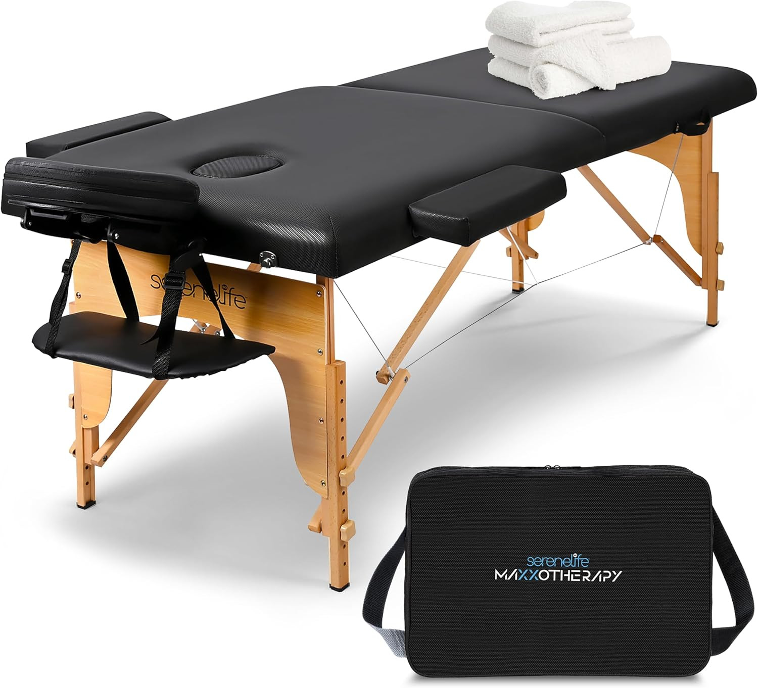 Portable Massage Table 24 Inch, Height Adjustable 3 Sections Massage Bed & Foldi